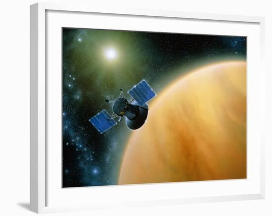 Artwork Showing Magellan Spacecraft Orbiting Venus-Julian Baum-Framed Photographic Print