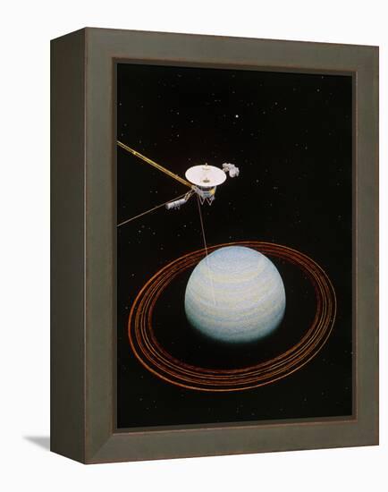 Artwork Showing Voyager 2 Nearing Uranus-null-Framed Premier Image Canvas