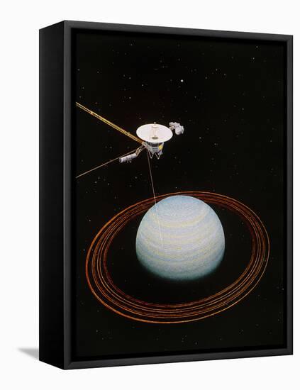 Artwork Showing Voyager 2 Nearing Uranus-null-Framed Premier Image Canvas