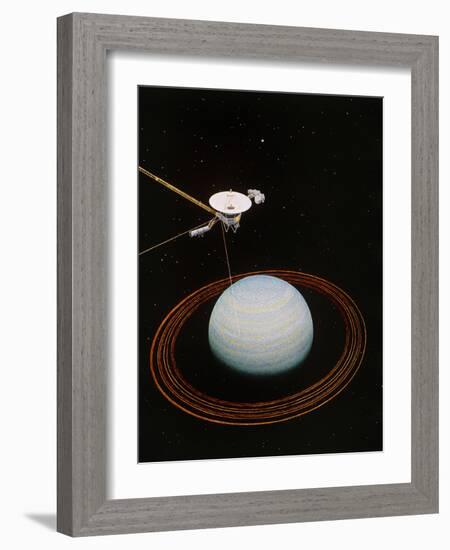 Artwork Showing Voyager 2 Nearing Uranus-null-Framed Photographic Print