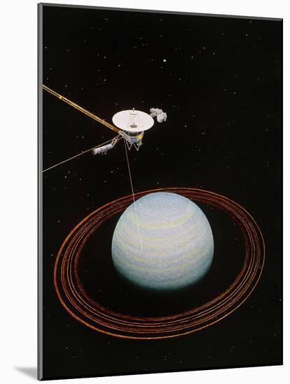 Artwork Showing Voyager 2 Nearing Uranus-null-Mounted Photographic Print