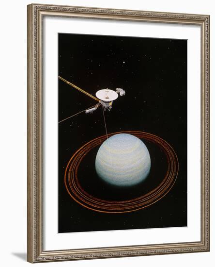 Artwork Showing Voyager 2 Nearing Uranus-null-Framed Photographic Print