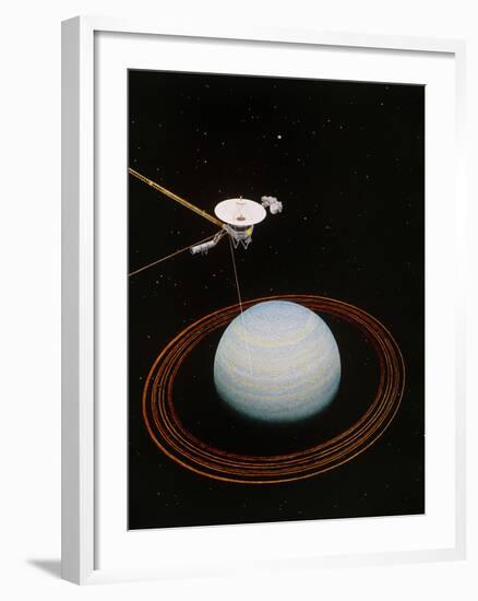 Artwork Showing Voyager 2 Nearing Uranus-null-Framed Photographic Print