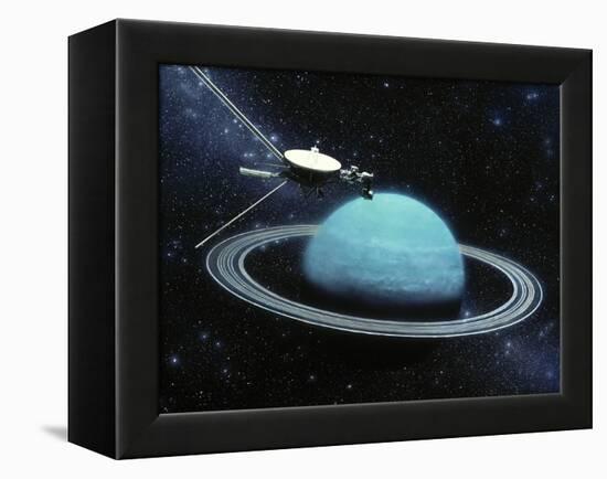 Artwork Showing Voyager 2's Encounter with Uranus-Julian Baum-Framed Premier Image Canvas