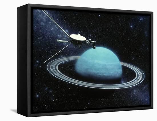 Artwork Showing Voyager 2's Encounter with Uranus-Julian Baum-Framed Premier Image Canvas