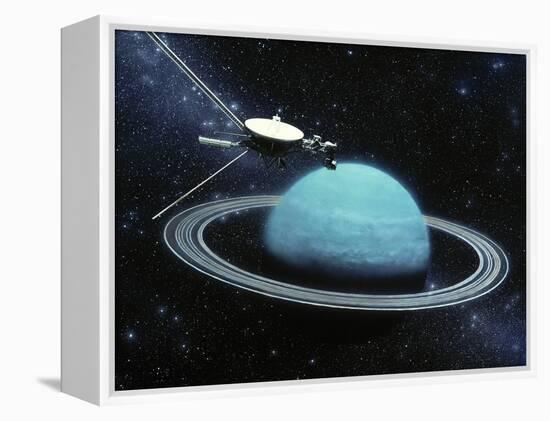 Artwork Showing Voyager 2's Encounter with Uranus-Julian Baum-Framed Premier Image Canvas