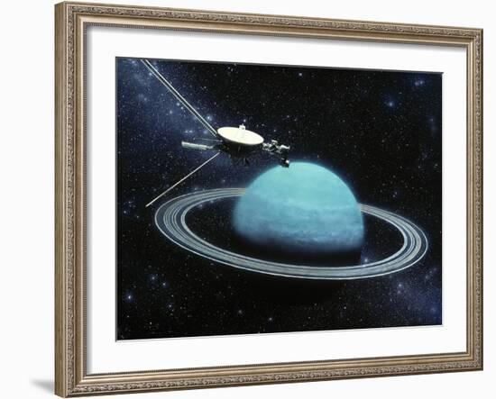 Artwork Showing Voyager 2's Encounter with Uranus-Julian Baum-Framed Photographic Print