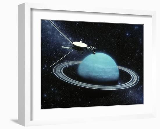 Artwork Showing Voyager 2's Encounter with Uranus-Julian Baum-Framed Photographic Print