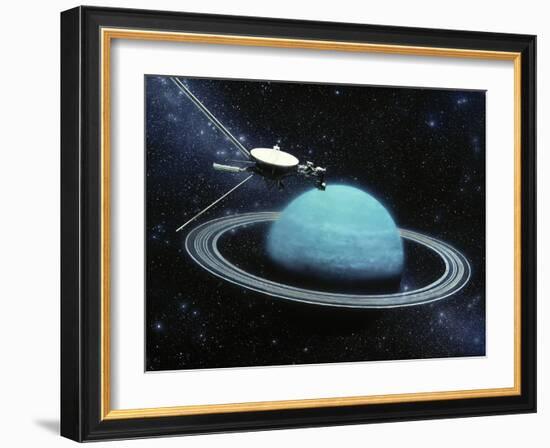 Artwork Showing Voyager 2's Encounter with Uranus-Julian Baum-Framed Photographic Print