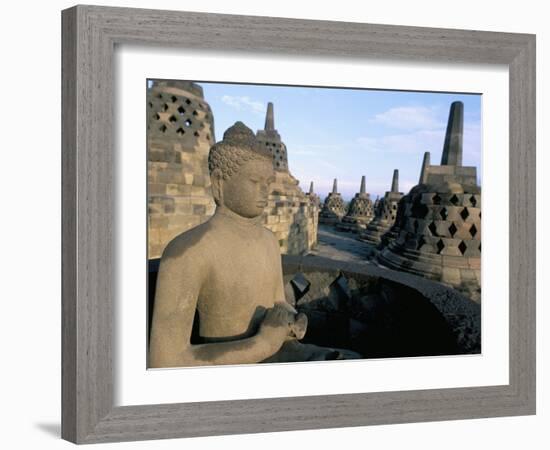 Arupadhatu Buddha, 8th Century Buddhist Site of Borobudur, Unesco World Heritage Site, Indonesia-Bruno Barbier-Framed Photographic Print