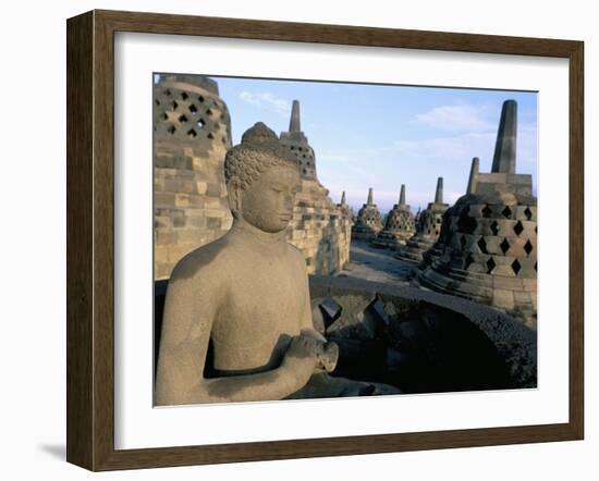 Arupadhatu Buddha, 8th Century Buddhist Site of Borobudur, Unesco World Heritage Site, Indonesia-Bruno Barbier-Framed Photographic Print