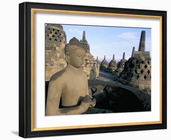 Arupadhatu Buddha, 8th Century Buddhist Site of Borobudur, Unesco World Heritage Site, Indonesia-Bruno Barbier-Framed Photographic Print