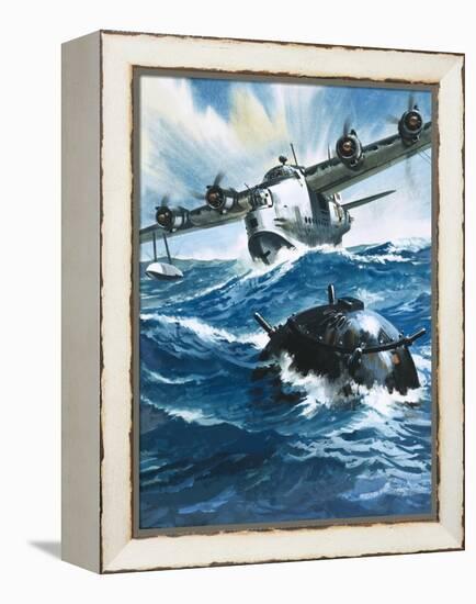 As Flying Officer G. O. Singleton Gunned the Engine of the Short Sunderland He Saw a Drifting Mine-Wilf Hardy-Framed Premier Image Canvas