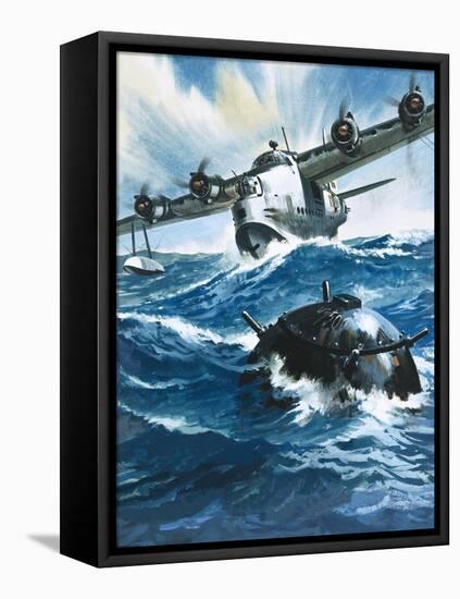 As Flying Officer G. O. Singleton Gunned the Engine of the Short Sunderland He Saw a Drifting Mine-Wilf Hardy-Framed Premier Image Canvas