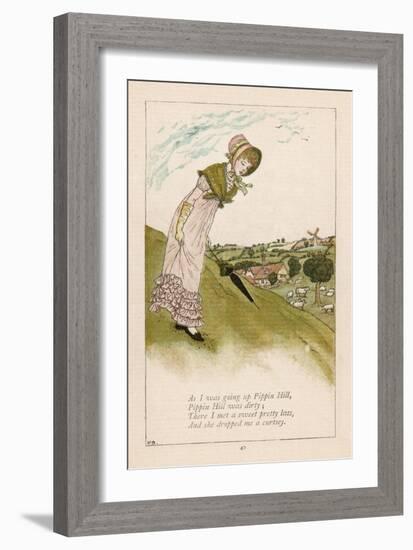 As I was Going up Pippin Hill Pippin Hill was Dirty: There I Met a Sweet Pretty Lass-Kate Greenaway-Framed Art Print
