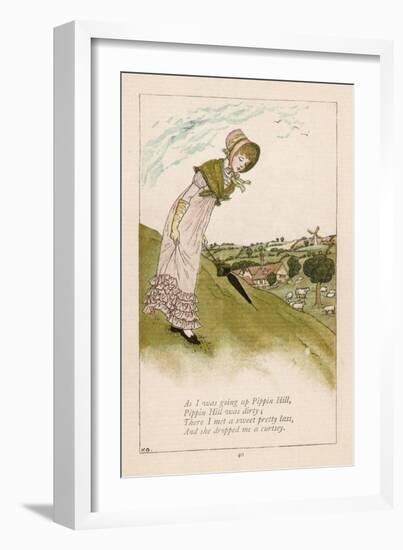 As I was Going up Pippin Hill Pippin Hill was Dirty: There I Met a Sweet Pretty Lass-Kate Greenaway-Framed Art Print