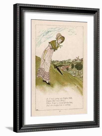 As I was Going up Pippin Hill Pippin Hill was Dirty: There I Met a Sweet Pretty Lass-Kate Greenaway-Framed Art Print