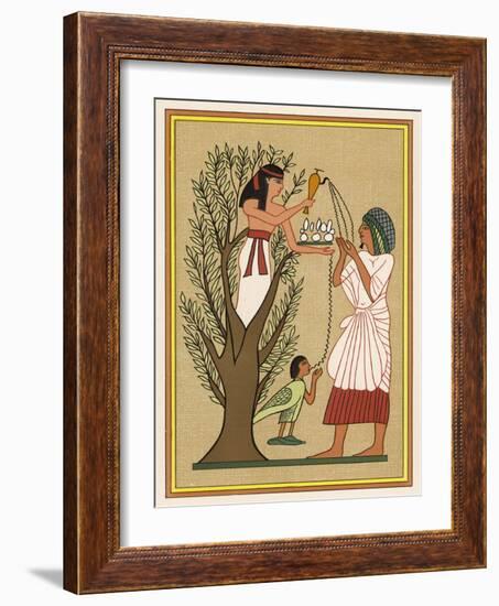 As Loving Mother-Goddess Mut Pours Water from the Sycamore Tree Over a Deceased Person and His Soul-E.a. Wallis Budge-Framed Art Print