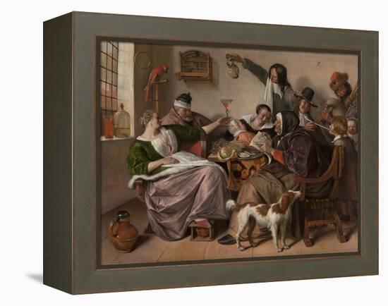 As the Old Sing, So Pipe the Young, 1668-1670, by Jan Steen, Dutch painting,-Jan Steen-Framed Stretched Canvas