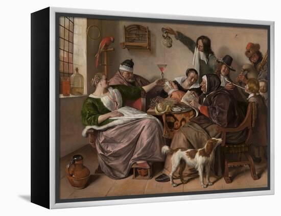 As the Old Sing, So Pipe the Young, 1668-1670, by Jan Steen, Dutch painting,-Jan Steen-Framed Stretched Canvas