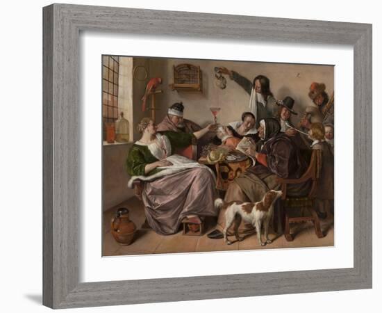 As the Old Sing, So Pipe the Young, 1668-1670, by Jan Steen, Dutch painting,-Jan Steen-Framed Art Print