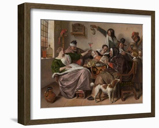 As the Old Sing, So Pipe the Young, 1668-1670, by Jan Steen, Dutch painting,-Jan Steen-Framed Art Print