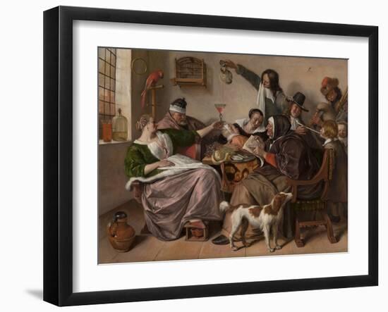 As the Old Sing, So Pipe the Young, 1668-1670, by Jan Steen, Dutch painting,-Jan Steen-Framed Art Print