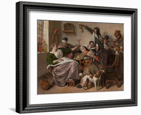 As the Old Sing, So Pipe the Young, 1668-1670, by Jan Steen, Dutch painting,-Jan Steen-Framed Art Print