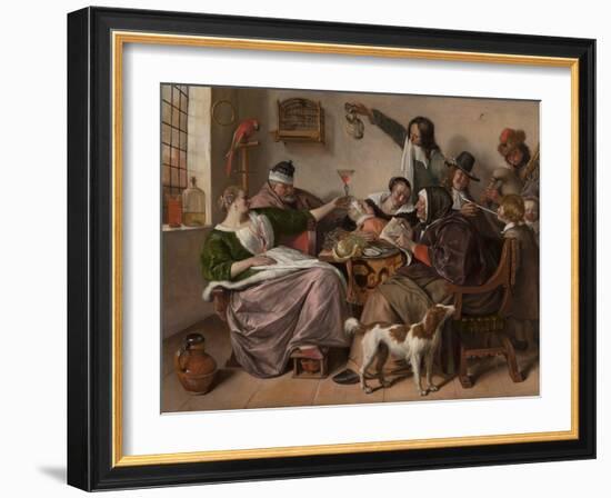 As the Old Sing, So Pipe the Young, 1668-1670, by Jan Steen, Dutch painting,-Jan Steen-Framed Art Print