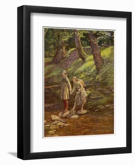 As You Like It, Rosalind and Celia and His Sister Aliena in the Forest of Arden-Eleanor Fortescue Brickdale-Framed Photographic Print