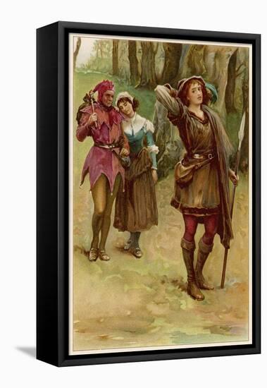 As You Like It, Rosalind with Touchstone and Audrey in the Forest of Arden-Walter Paget-Framed Stretched Canvas