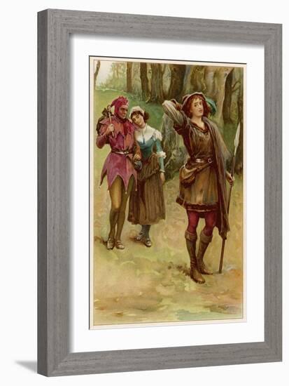 As You Like It, Rosalind with Touchstone and Audrey in the Forest of Arden-Walter Paget-Framed Art Print