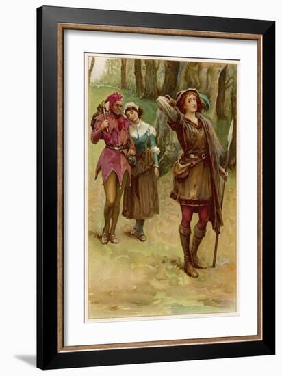 As You Like It, Rosalind with Touchstone and Audrey in the Forest of Arden-Walter Paget-Framed Art Print