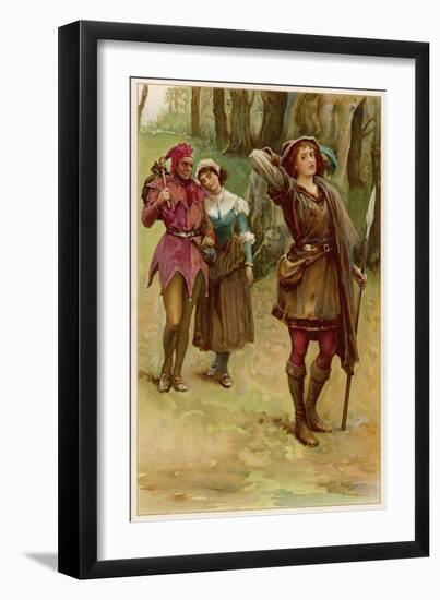 As You Like It, Rosalind with Touchstone and Audrey in the Forest of Arden-Walter Paget-Framed Art Print