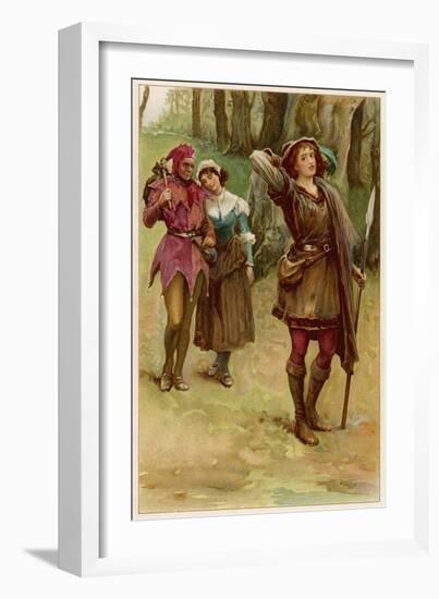 As You Like It, Rosalind with Touchstone and Audrey in the Forest of Arden-Walter Paget-Framed Art Print
