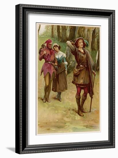 As You Like It, Rosalind with Touchstone and Audrey in the Forest of Arden-Walter Paget-Framed Art Print