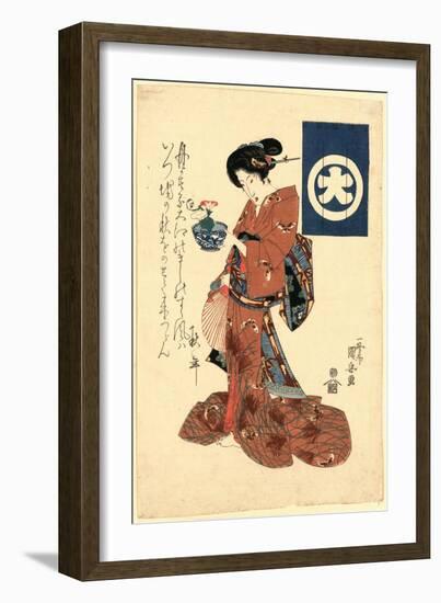 Asagao No Hachi O Motsu Bijin-Utagawa Kuniyoshi-Framed Giclee Print