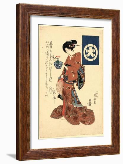 Asagao No Hachi O Motsu Bijin-Utagawa Kuniyoshi-Framed Giclee Print