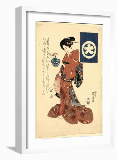 Asagao No Hachi O Motsu Bijin-Utagawa Kuniyoshi-Framed Giclee Print