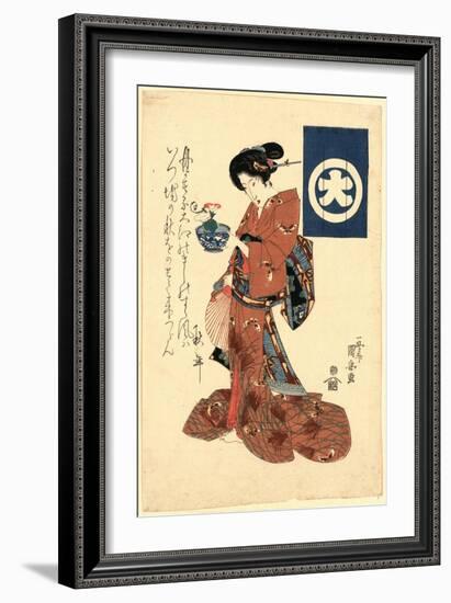 Asagao No Hachi O Motsu Bijin-Utagawa Kuniyoshi-Framed Giclee Print
