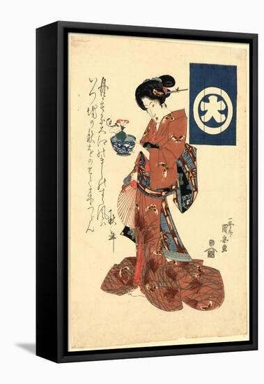 Asagao No Hachi O Motsu Bijin-Utagawa Kuniyoshi-Framed Premier Image Canvas
