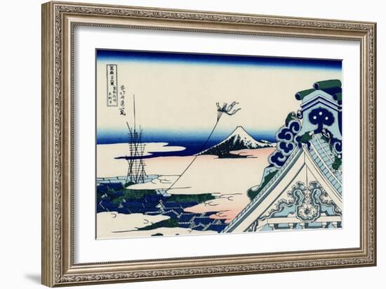 Asakusa Honganji temple in the Eastern capital (Edo), c.1830-Katsushika Hokusai-Framed Giclee Print