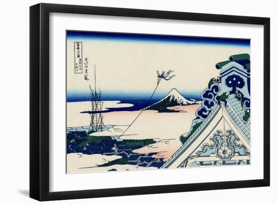 Asakusa Honganji temple in the Eastern capital (Edo), c.1830-Katsushika Hokusai-Framed Giclee Print