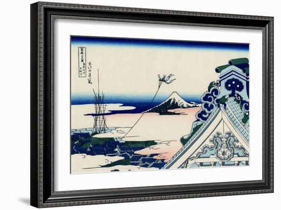 Asakusa Honganji temple in the Eastern capital (Edo), c.1830-Katsushika Hokusai-Framed Giclee Print