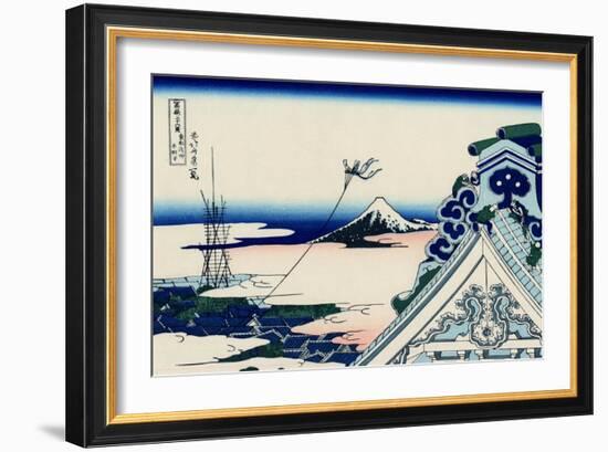 Asakusa Honganji temple in the Eastern capital (Edo), c.1830-Katsushika Hokusai-Framed Giclee Print