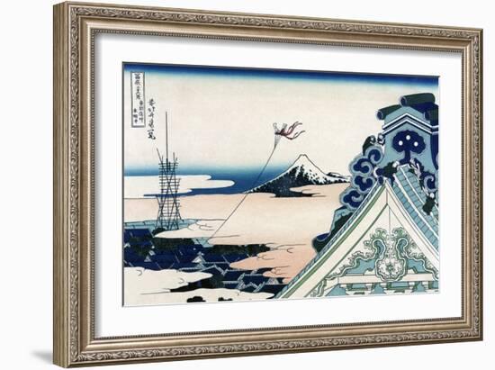 Asakusa Honganji Temple in the Eastern Capital, Edo-Katsushika Hokusai-Framed Art Print