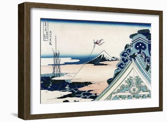 Asakusa Honganji Temple in the Eastern Capital, Edo-Katsushika Hokusai-Framed Art Print