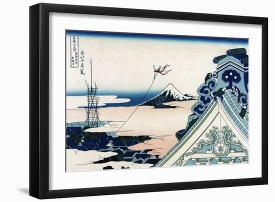 Asakusa Honganji Temple in the Eastern Capital, Edo-Katsushika Hokusai-Framed Art Print