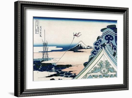 Asakusa Honganji Temple in the Eastern Capital, Edo-Katsushika Hokusai-Framed Art Print