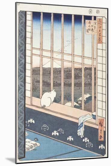 Asakusa Rice Fields and Festival of Torinomachi from Series One Hundred Famous Views of Edo, 1857-Ando or Utagawa Hiroshige-Mounted Giclee Print